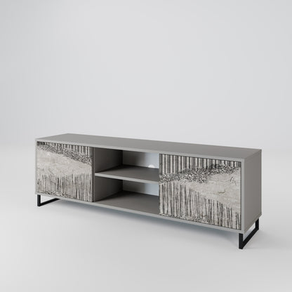 GRAIN LINES 2-Door TV Stand in Grey Finish
