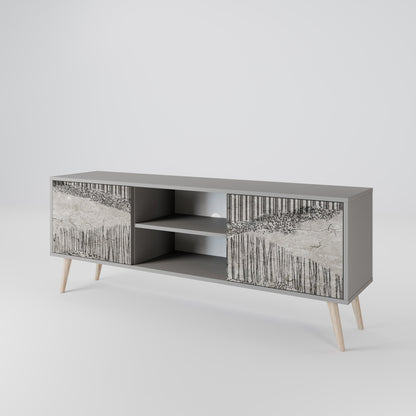 GRAIN LINES 2-Door TV Stand in Grey Finish