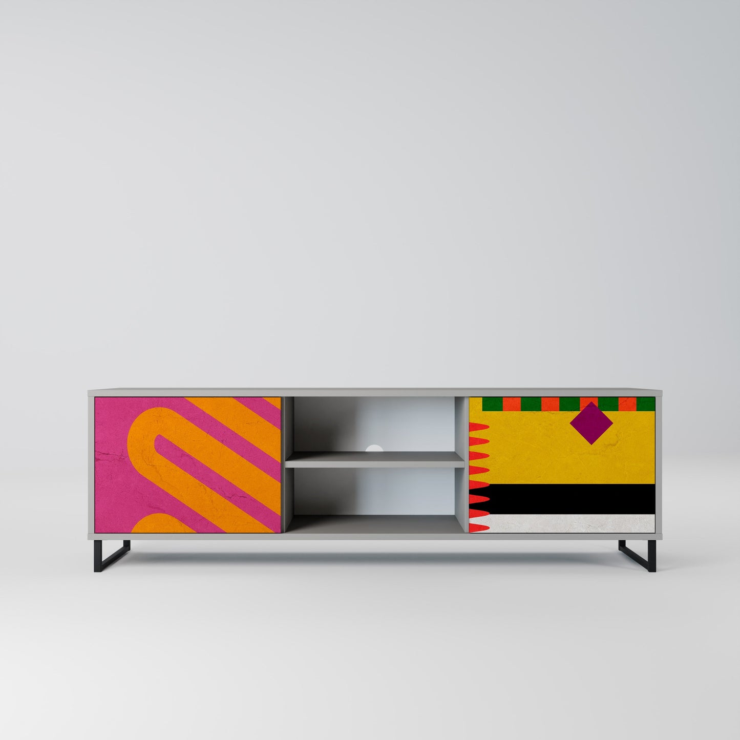 VIVID ART 2-Door TV Stand in Grey Finish