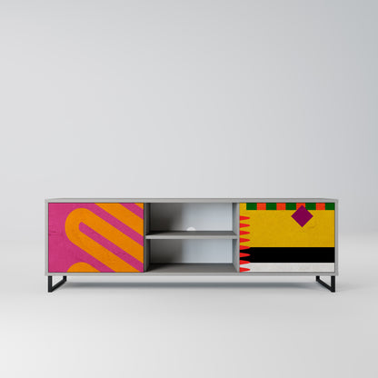 VIVID ART 2-Door TV Stand in Grey Finish