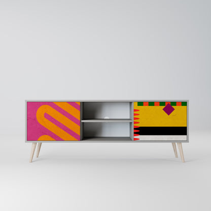 VIVID ART 2-Door TV Stand in Grey Finish