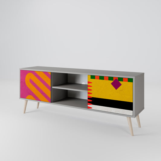 VIVID ART 2-Door TV Stand in Grey Finish