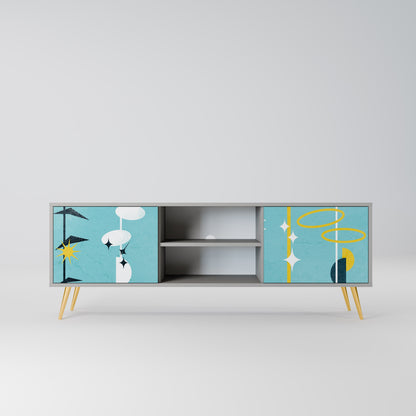 PATHS TO HAPPINESS 2-Door TV Stand in Grey Finish