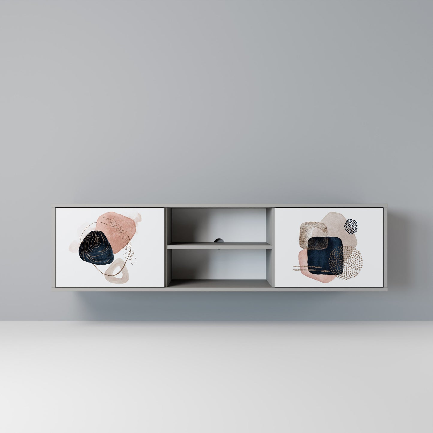 COLORFUL SHAPES 2-Door TV Stand in Grey Finish