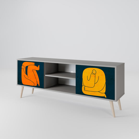 TOGETHER BUT SEPARATELY 2-Door TV Stand in Grey Finish