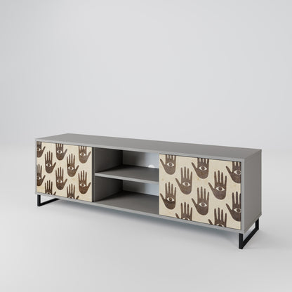 SEE MORE 2-Door TV Stand in Grey Finish