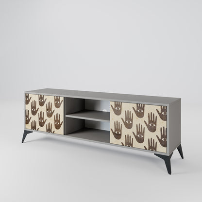 SEE MORE 2-Door TV Stand in Grey Finish