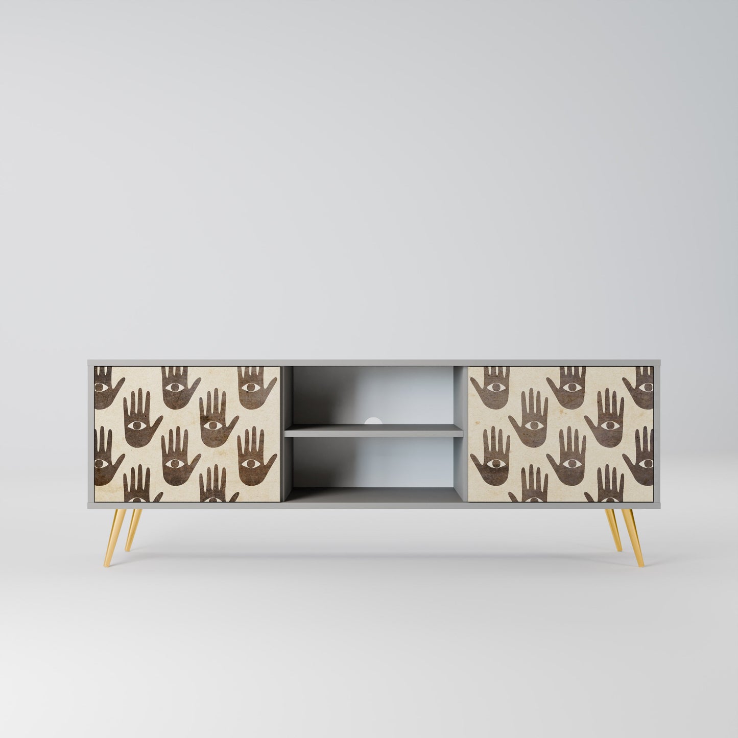 SEE MORE 2-Door TV Stand in Grey Finish