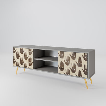 SEE MORE 2-Door TV Stand in Grey Finish