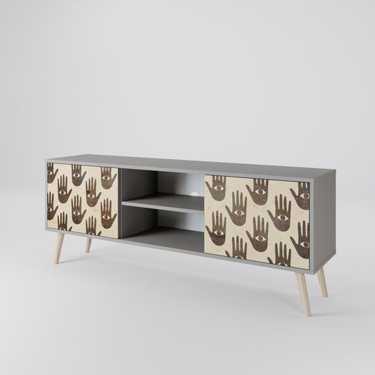 SEE MORE 2-Door TV Stand in Grey Finish