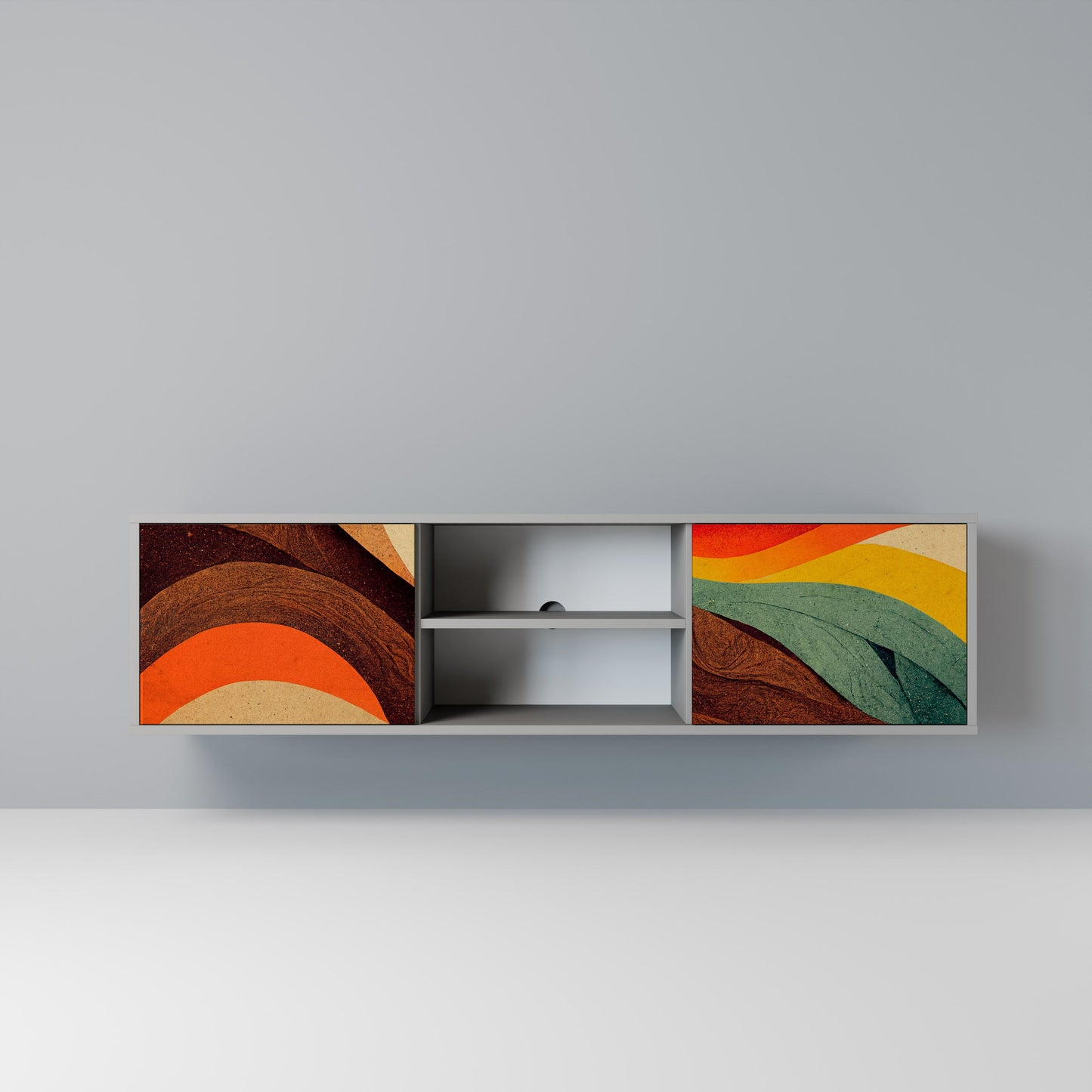 COLORFUL STRANDS 2-Door TV Stand in Grey Finish