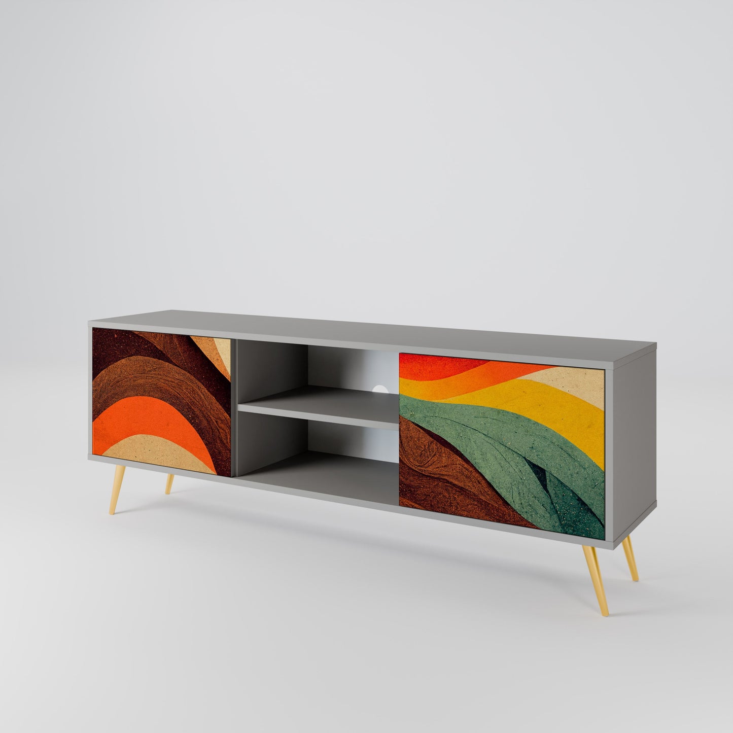 COLORFUL STRANDS 2-Door TV Stand in Grey Finish