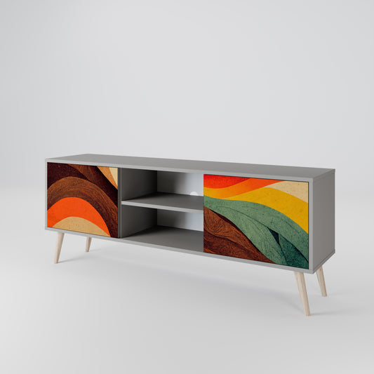 COLORFUL STRANDS 2-Door TV Stand in Grey Finish