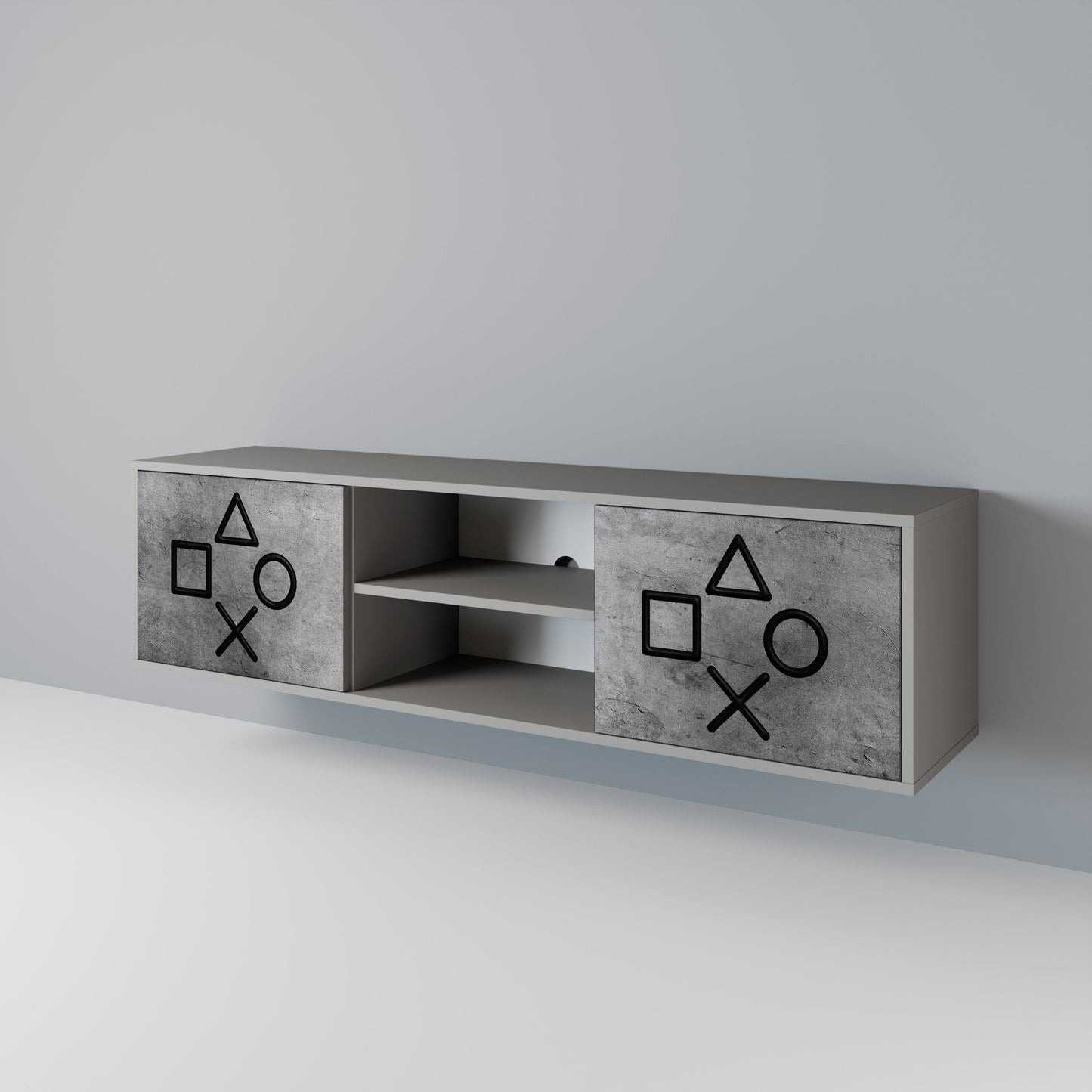 GAMER CHOICE 2-Door TV Stand in Grey Finish