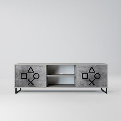 GAMER CHOICE 2-Door TV Stand in Grey Finish