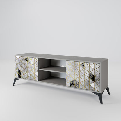 ASHEN ARIA 2-Door TV Stand in Grey Finish