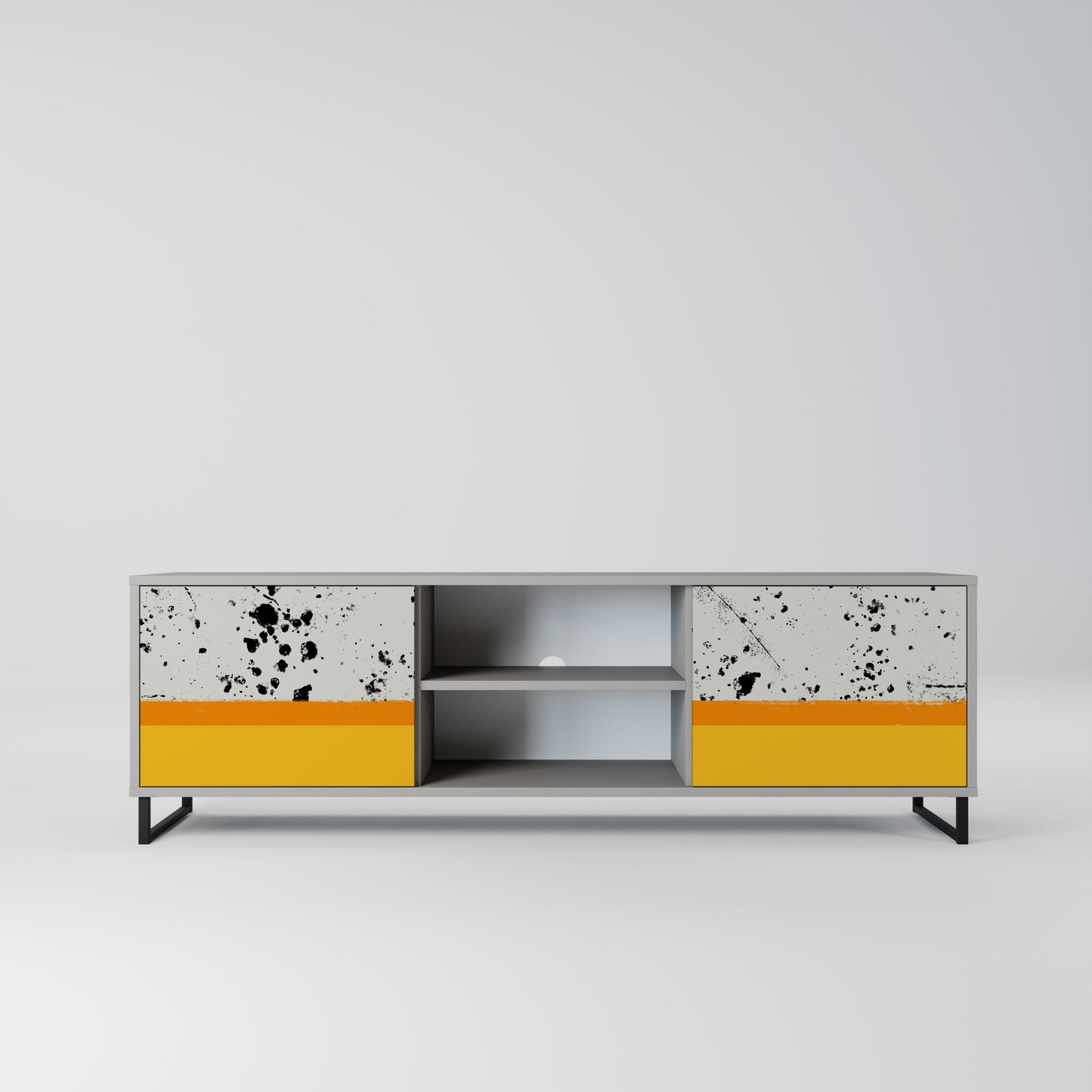 DYED BY ORANGE 2-Door TV Stand in Grey Finish