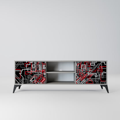BROKEN LINES 2-Door TV Stand in Grey Finish