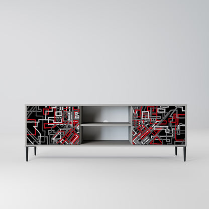 BROKEN LINES 2-Door TV Stand in Grey Finish
