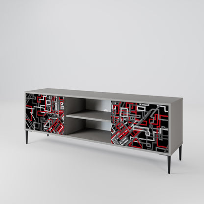 BROKEN LINES 2-Door TV Stand in Grey Finish