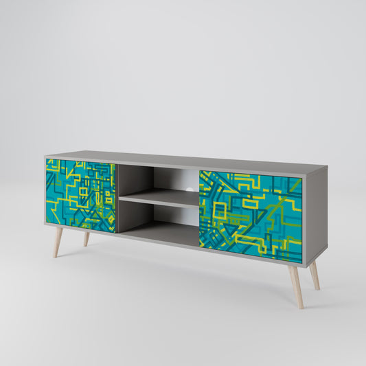 NOSTALGIC MEMORIES 2-Door TV Stand in Grey Finish