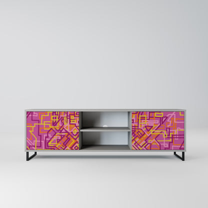LOVELY MEMORIES 2-Door TV Stand in Grey Finish