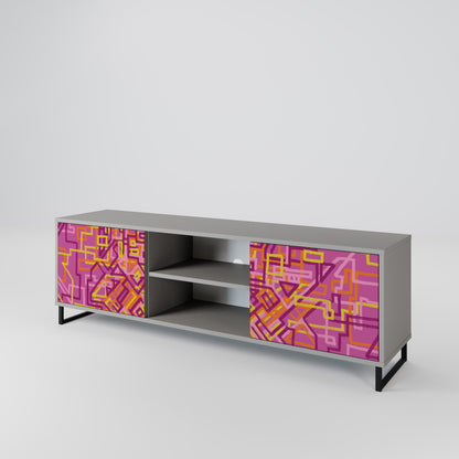 LOVELY MEMORIES 2-Door TV Stand in Grey Finish