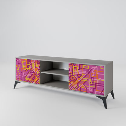 LOVELY MEMORIES 2-Door TV Stand in Grey Finish