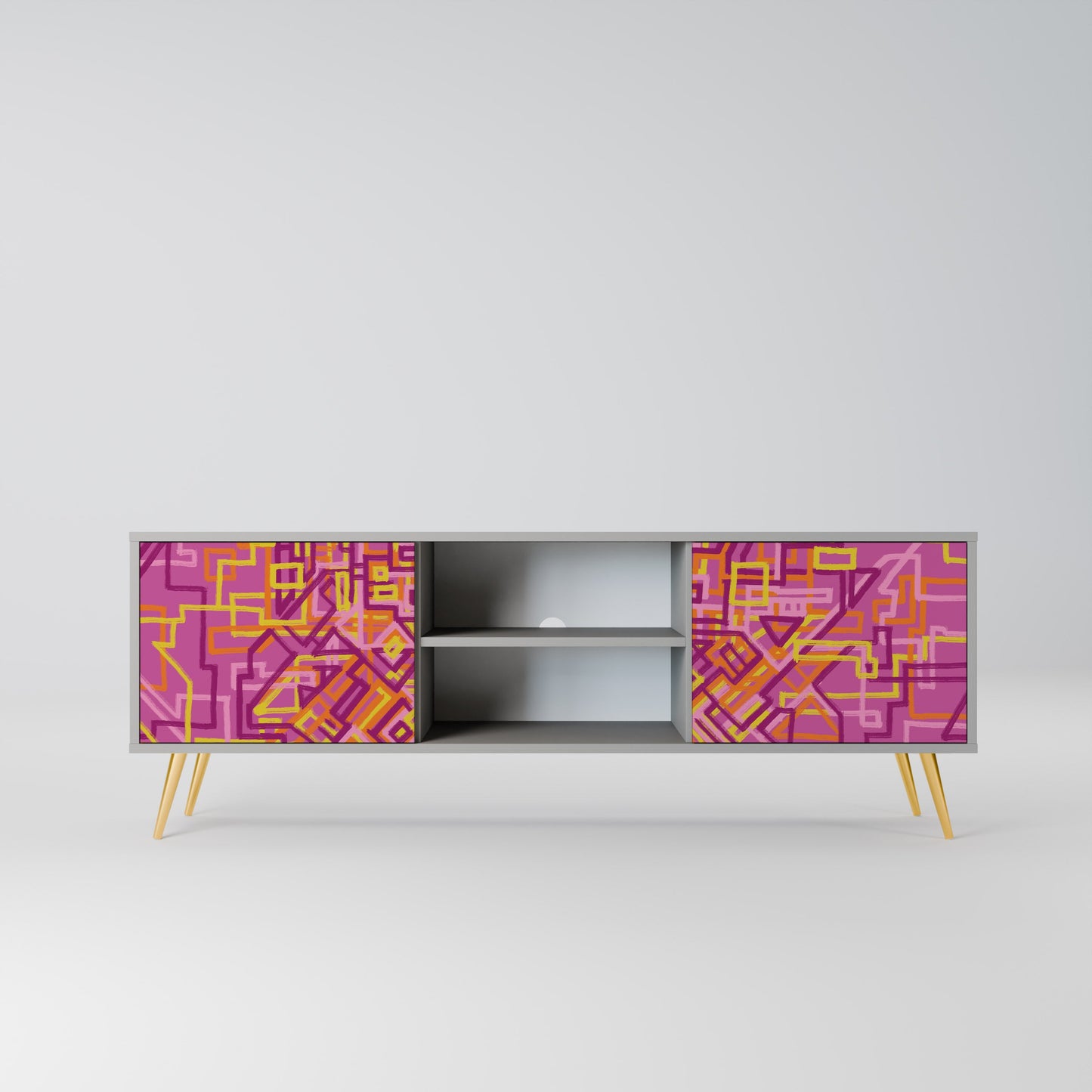 LOVELY MEMORIES 2-Door TV Stand in Grey Finish