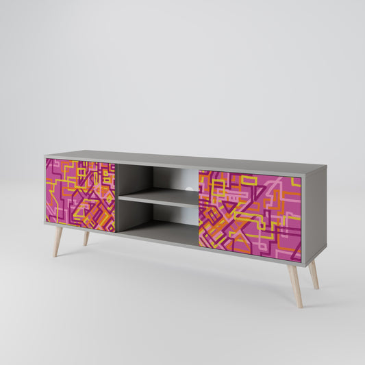 LOVELY MEMORIES 2-Door TV Stand in Grey Finish