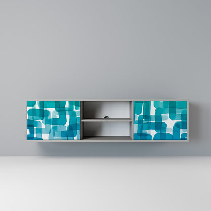Mobile TV a 2 ante TURQUOISE RECTANGLES in finitura grigia