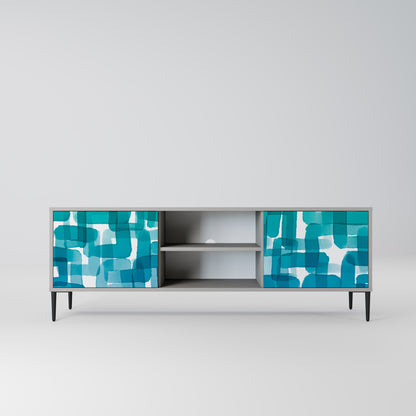 Mobile TV a 2 ante TURQUOISE RECTANGLES in finitura grigia