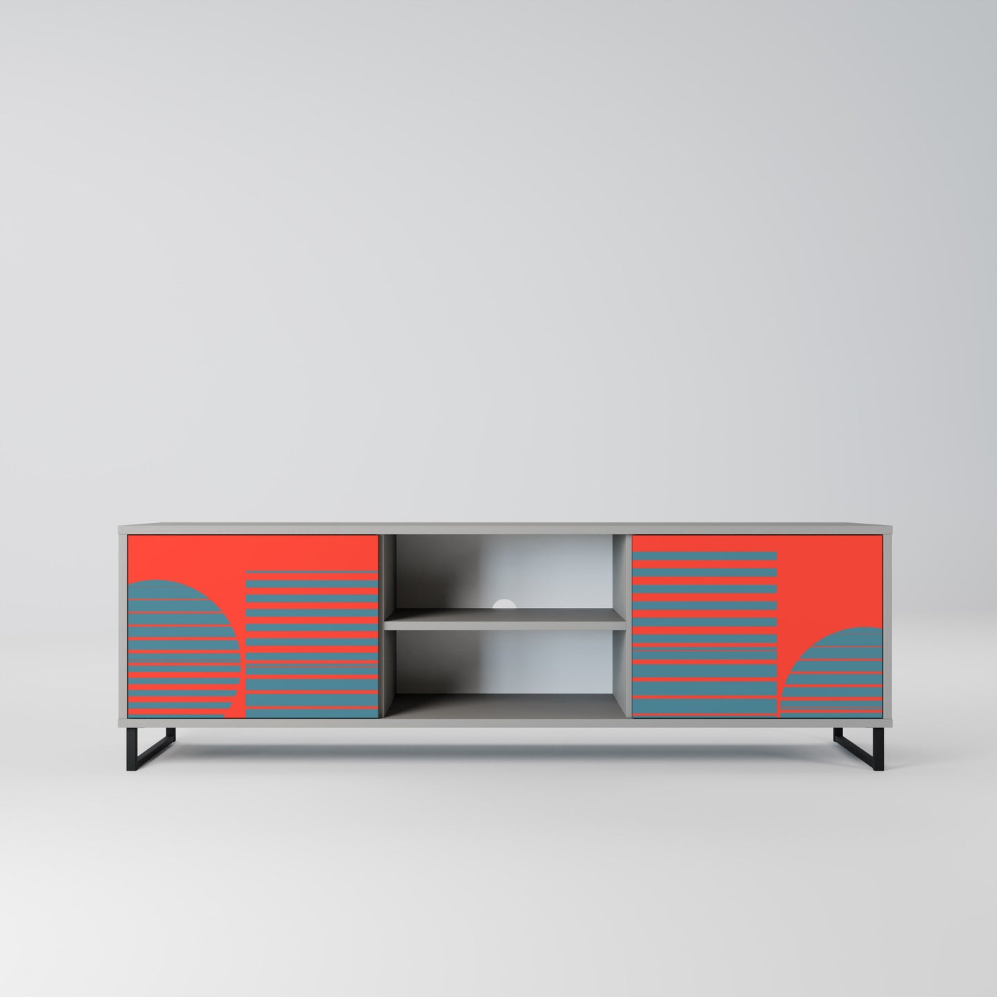 RISING GEOMETRY STARS 2-Door TV Stand in Grey Finish
