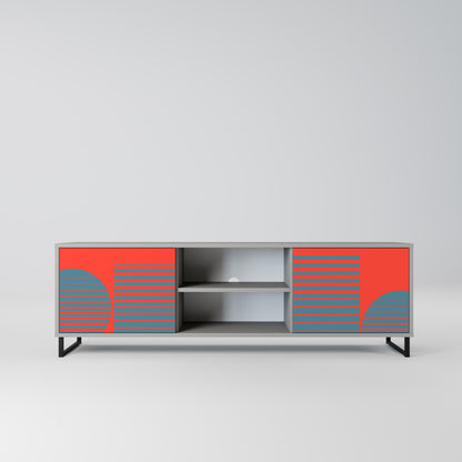 RISING GEOMETRY STARS 2-Door TV Stand in Grey Finish