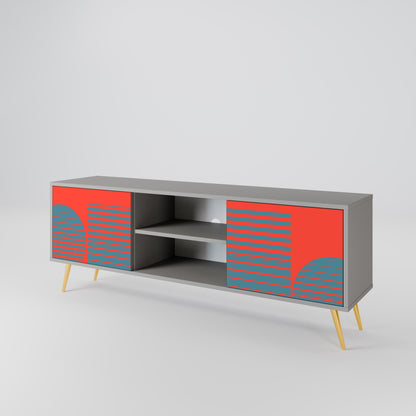 RISING GEOMETRY STARS 2-Door TV Stand in Grey Finish