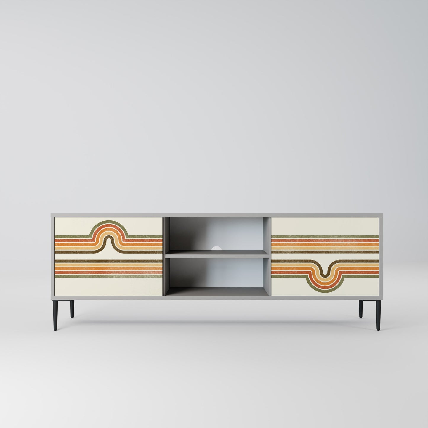 EXCEPTIONAL STREAM 2-Door TV Stand in Grey Finish