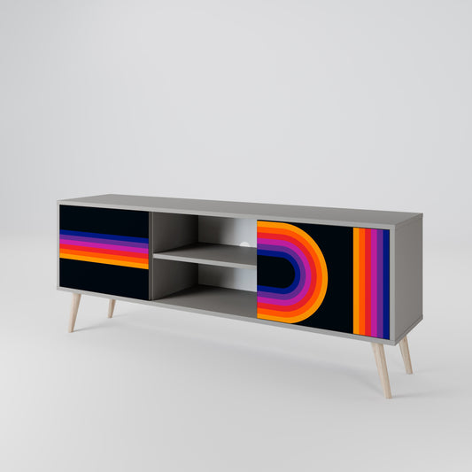 BLINDED BY THE LIGHTS 2-Door TV Stand in Grey Finish