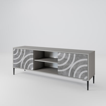 CIRCLE CONCRETE 2-Door TV Stand in Grey Finish