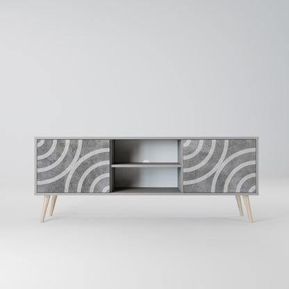 CIRCLE CONCRETE 2-Door TV Stand in Grey Finish