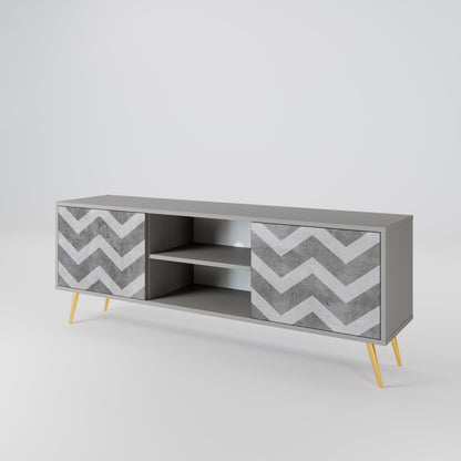 TOUGH ZIG ZAG 2-Door TV Stand in Grey Finish