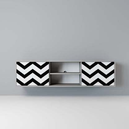 CLASSIC ZIG ZAG 2-Door TV Stand in Grey Finish