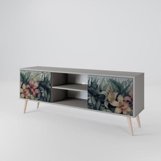 HEAVENLY BLOOM 2-Door TV Stand in Grey Finish
