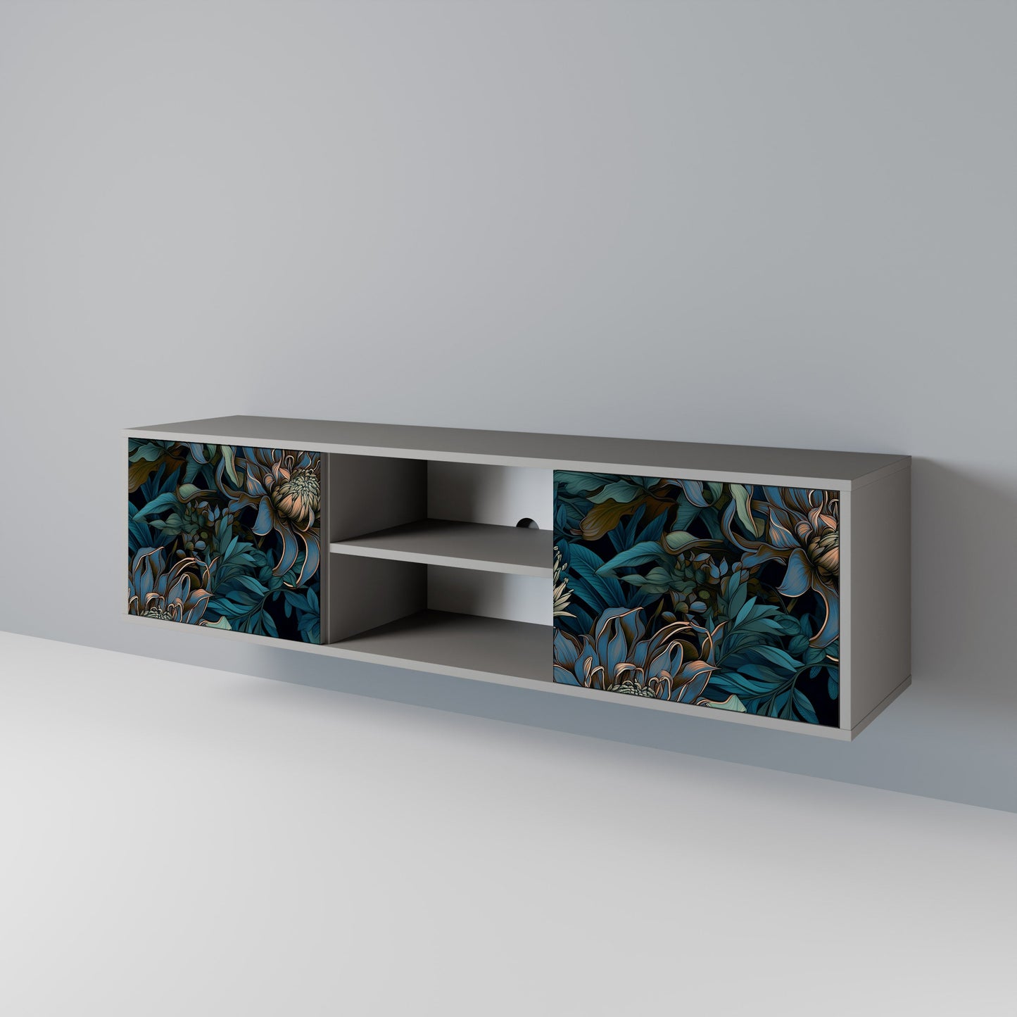 TWILIGHT BLOOM 2-Door TV Stand in Grey Finish