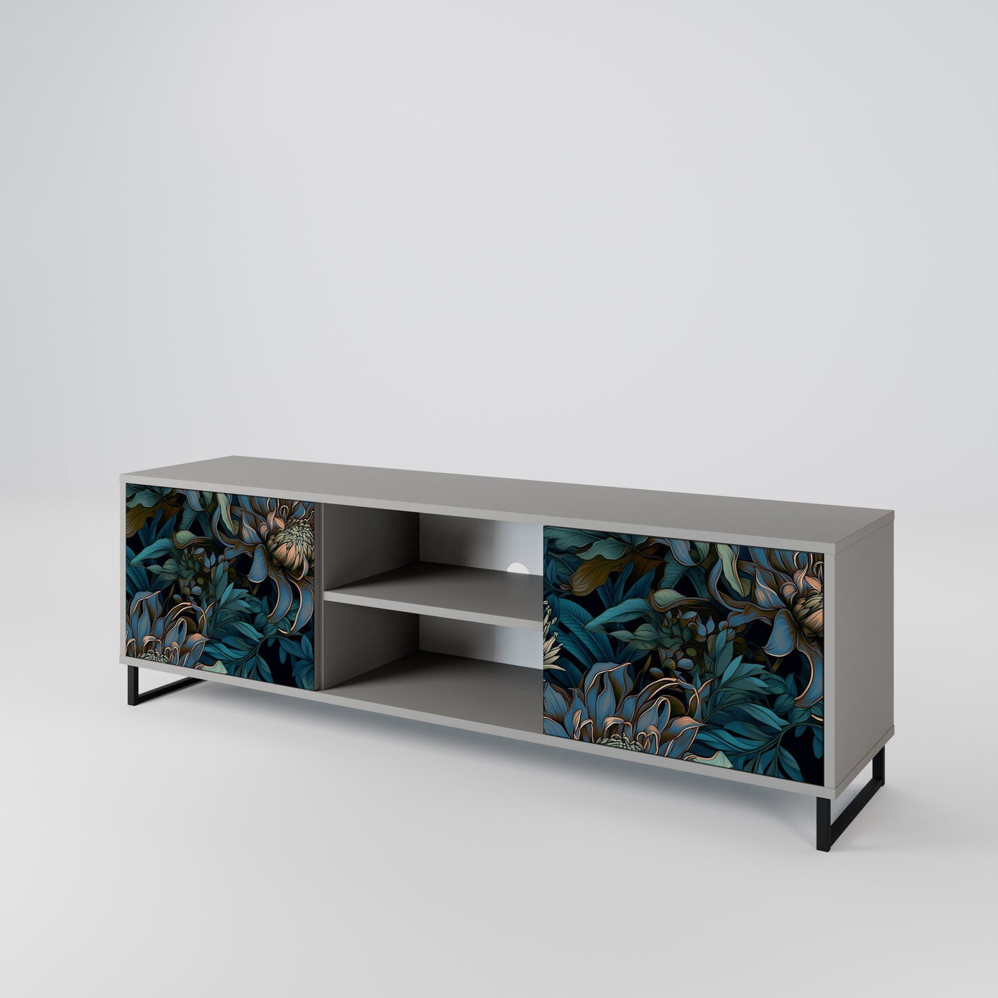 TWILIGHT BLOOM 2-Door TV Stand in Grey Finish