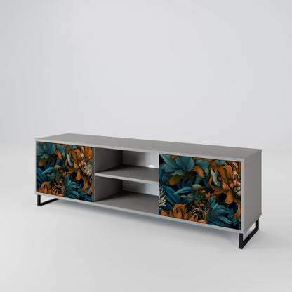 MORNING BLOOM 2-Door TV Stand in Grey Finish