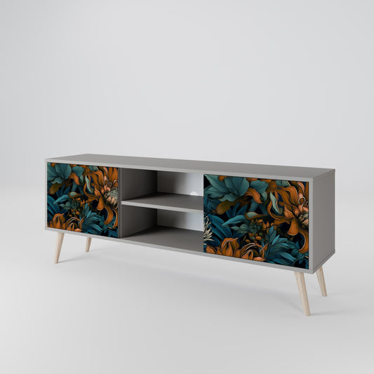 MORNING BLOOM 2-Door TV Stand in Grey Finish