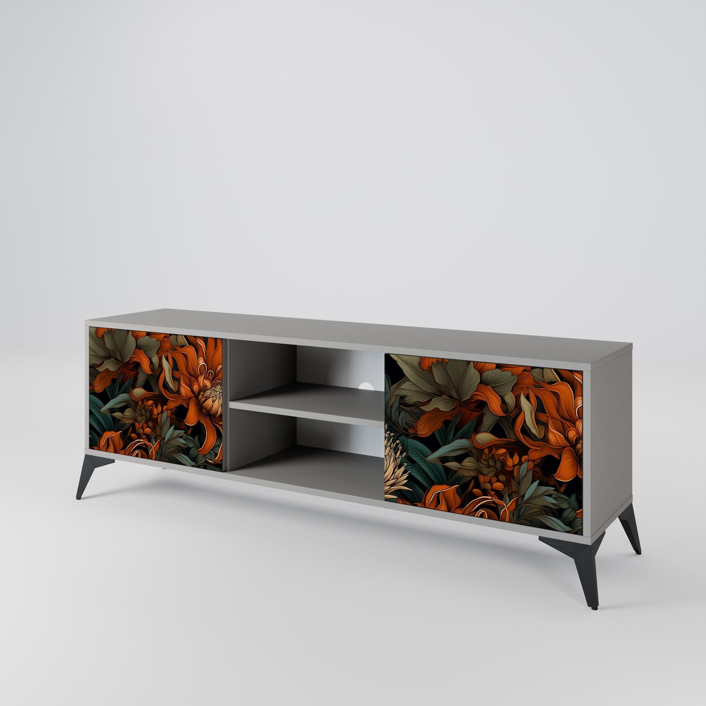 DAWN BLOOM 2-Door TV Stand in Grey Finish