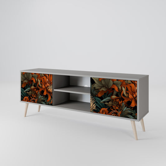 DAWN BLOOM 2-Door TV Stand in Grey Finish