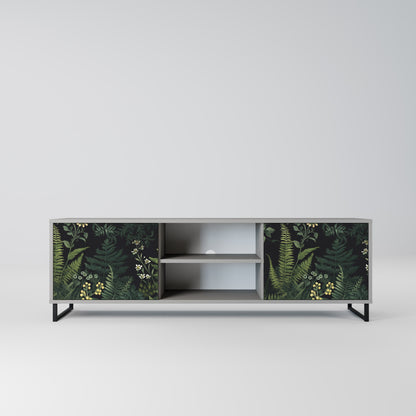 FERN FLOWERS 2-Door TV Stand in Grey Finish