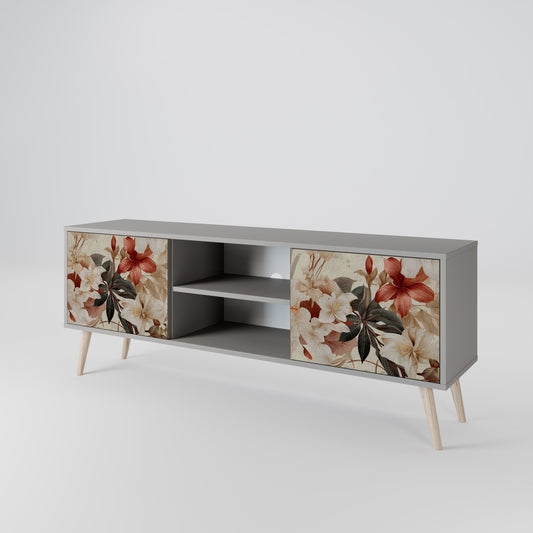 PETAL HARMONY 2-Door TV Stand in Grey Finish